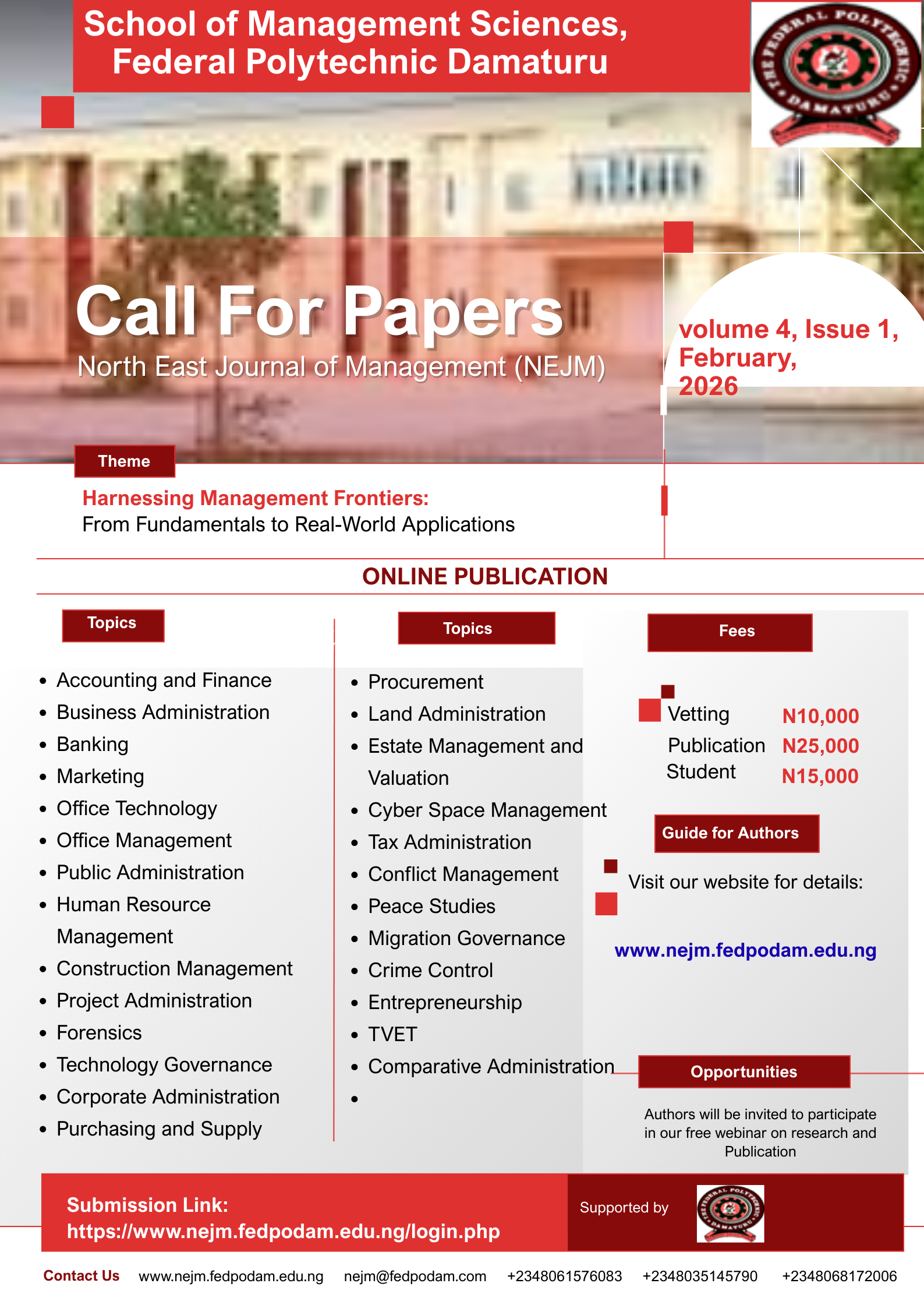 Call for Papers Vol. 4 Issue 1